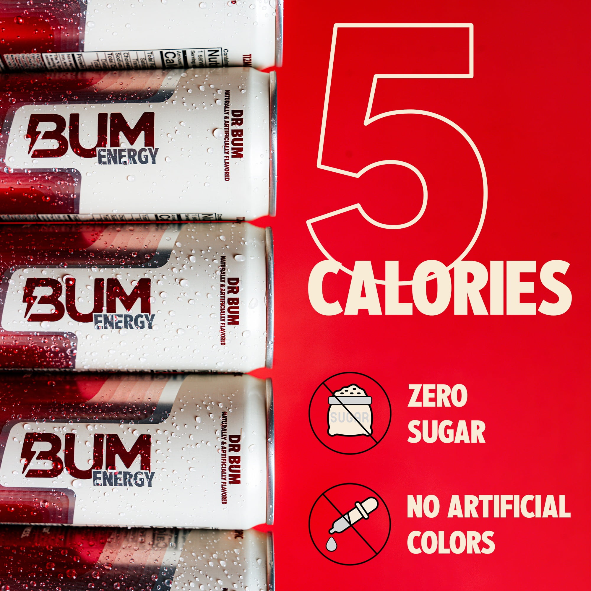 Bum Energy Drink, Dr Bum, 112mg Natural Caffeine, 12 fl oz Cans, 12-Pack