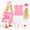 Pink Nurse, variant on Guard 5-Piece Porch Goose Costume Set with Curly Hair and Warning Sign