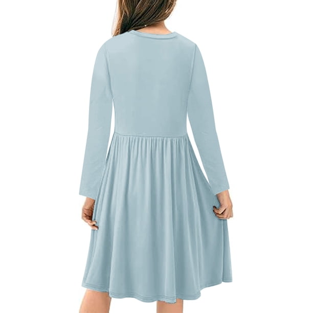 Girls Masquerade Dress Girls Long Sleeve Solid Color Stretchy Dress a Line  Twirly Skater School Recital Dress Girls Homecoming Dresses Sparkly Light  Blue 5Y - Walmart Business Supplies