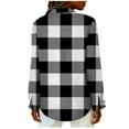 thumbnail image 5 of Lenpel Button down Shirts for Women Plus Size Long Sleeve Curved Hem Plaid Collared Blouses Loose Dressy Casual Tops(Black,XX-Large), 5 of 6