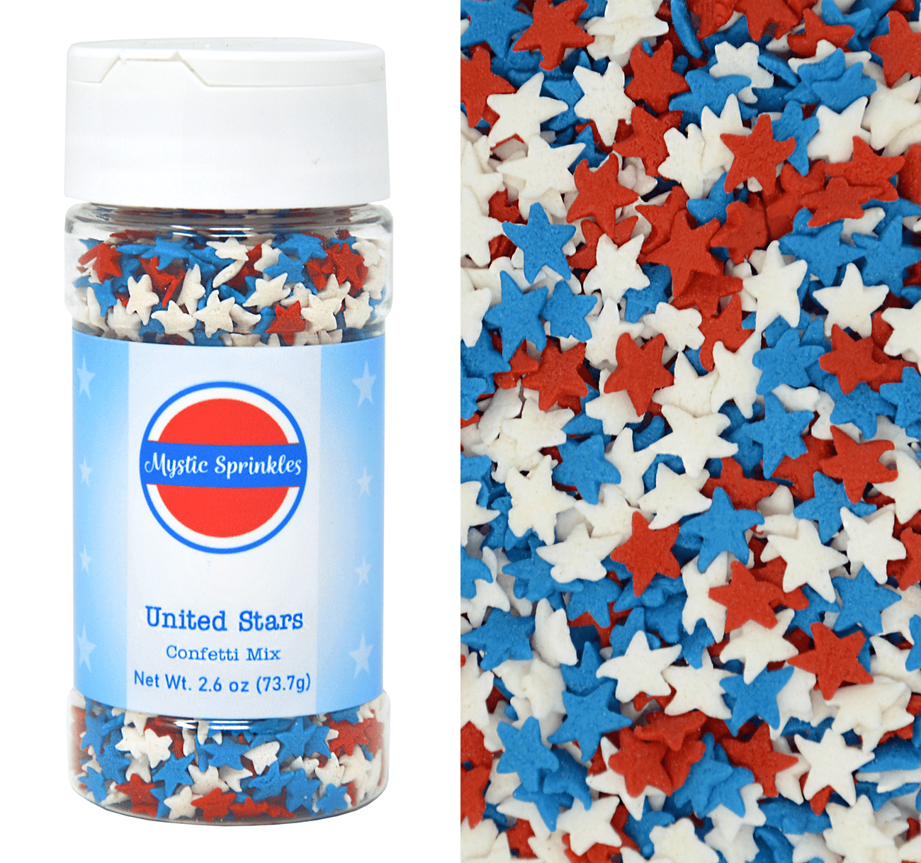 Mystic Sprinkles United Stars Confetti Mix 2.6 Ounce Bottle