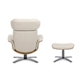 thumbnail image 2 of Jennifer Taylor Home Jovan 31.5" Mid-Century Modern Genuine Leather Recliner Lounge Chair & Ottoman Set, Pastel Beige Leather, 2 of 7