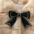 thumbnail image 6 of Odeerbi Girls Faux Furry Shawl Wrap Toddler Solid Color Plush Cute Bow Imitation Rabbit Furry Keep Warm Winter Lapel Thick Coat Cloak Khaki, 6 of 9