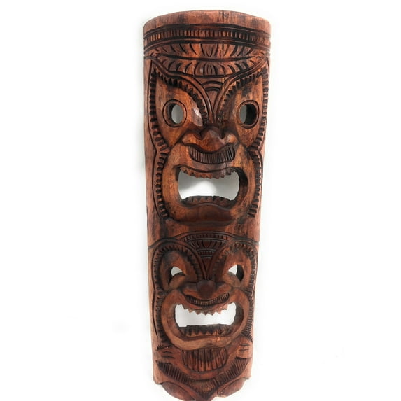 Premium Love & Happiness Tiki Mask 40" Stained - Hand Carved | #rtg1011100s