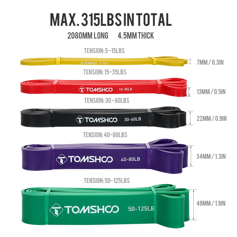 Tomshoo 5 Packs pull up aider Bands Set Résistance Boucle Bandes Dynamophilie