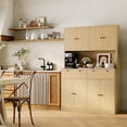 thumbnail image 2 of CazToi 71" Kitchen Pantry Cabinet with Built-in Charging Station & Microwave Stand 47" Wide Storage Hutch with 8 Doors 2 Drawers, 2 of 9