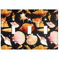 thumbnail image 2 of Metal Light Switch Wall Plate Outlet Cover (Colorful Sea Shells Pattern Black - Triple Toggle), 2 of 2