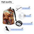thumbnail image 3 of Disketp Countryside Colorful Floral Cow print Canvas Backpack Lightweight Travel Daypack Student Rucksack Laptop Backpack-, 3 of 5