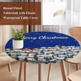 thumbnail image 3 of Navy Blue Christmas Round Tablecloth 55-60 Inch Round Fitted Table Cloth with Elastic Edge, Farmhouse Xmas Snowflake Waterproof Table Cover Protector for Outdoor Picnic Party Dining, 3 of 6