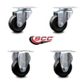 thumbnail image 2 of 3 Inch Hard Rubber Wheel Swivel Top Plate Caster Set with 2 Rigid Service Caster, 2 of 2