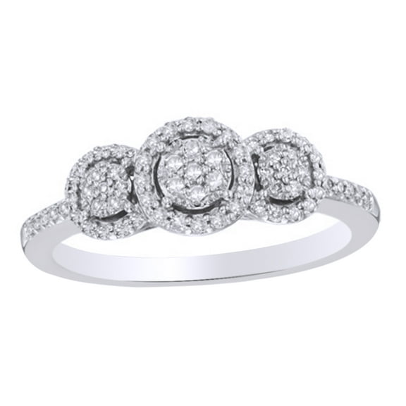 White Natural Diamond Cluster Frame Ring in 10k Solid Gold (0.25 Cttw)