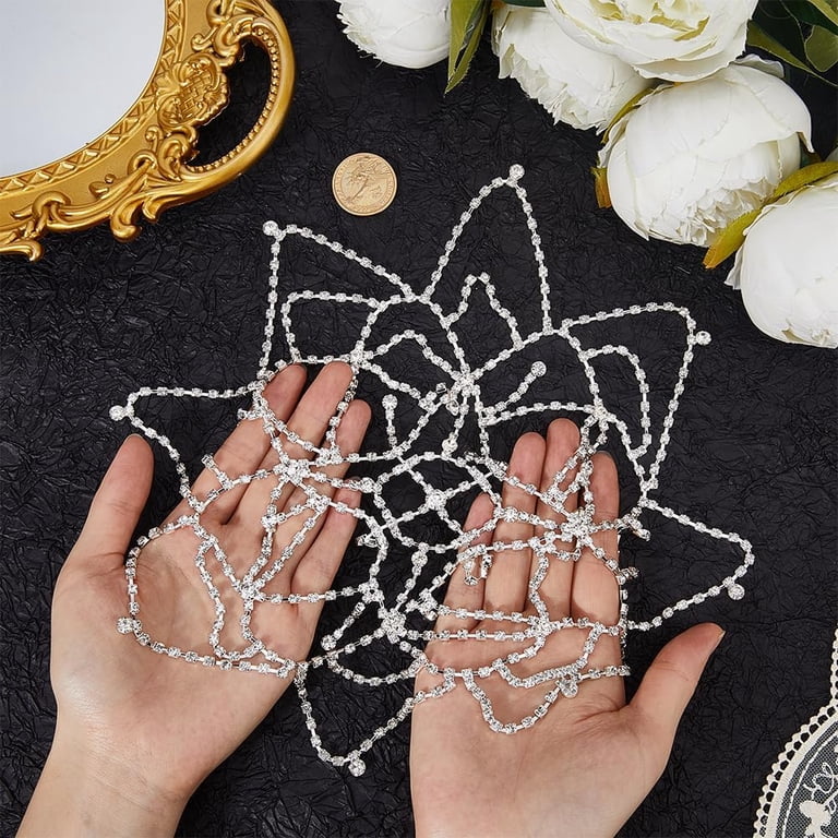 Rhinestone Head Chain Silver Gatsby Wedding Hair Accessories for Women 1920s-Crystal-Cap-Headpiece-  main image 4