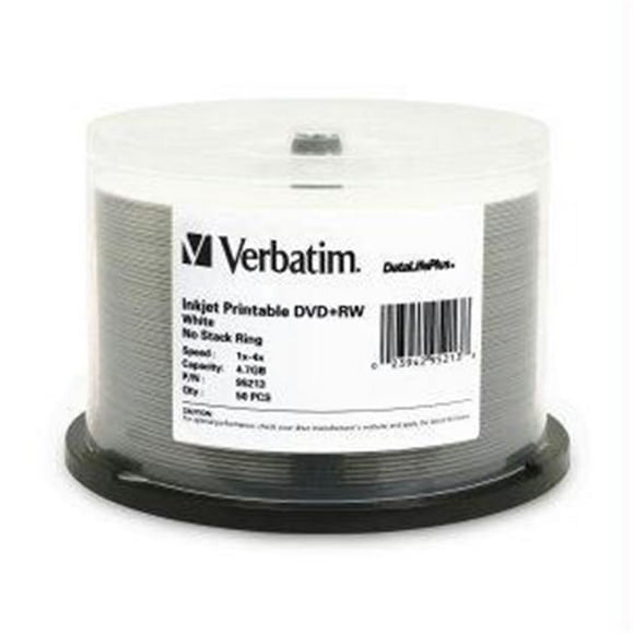 Storage Media 50Pk Dvd Plus Rw 4.7Gb 4X Wht Inkjet Hub