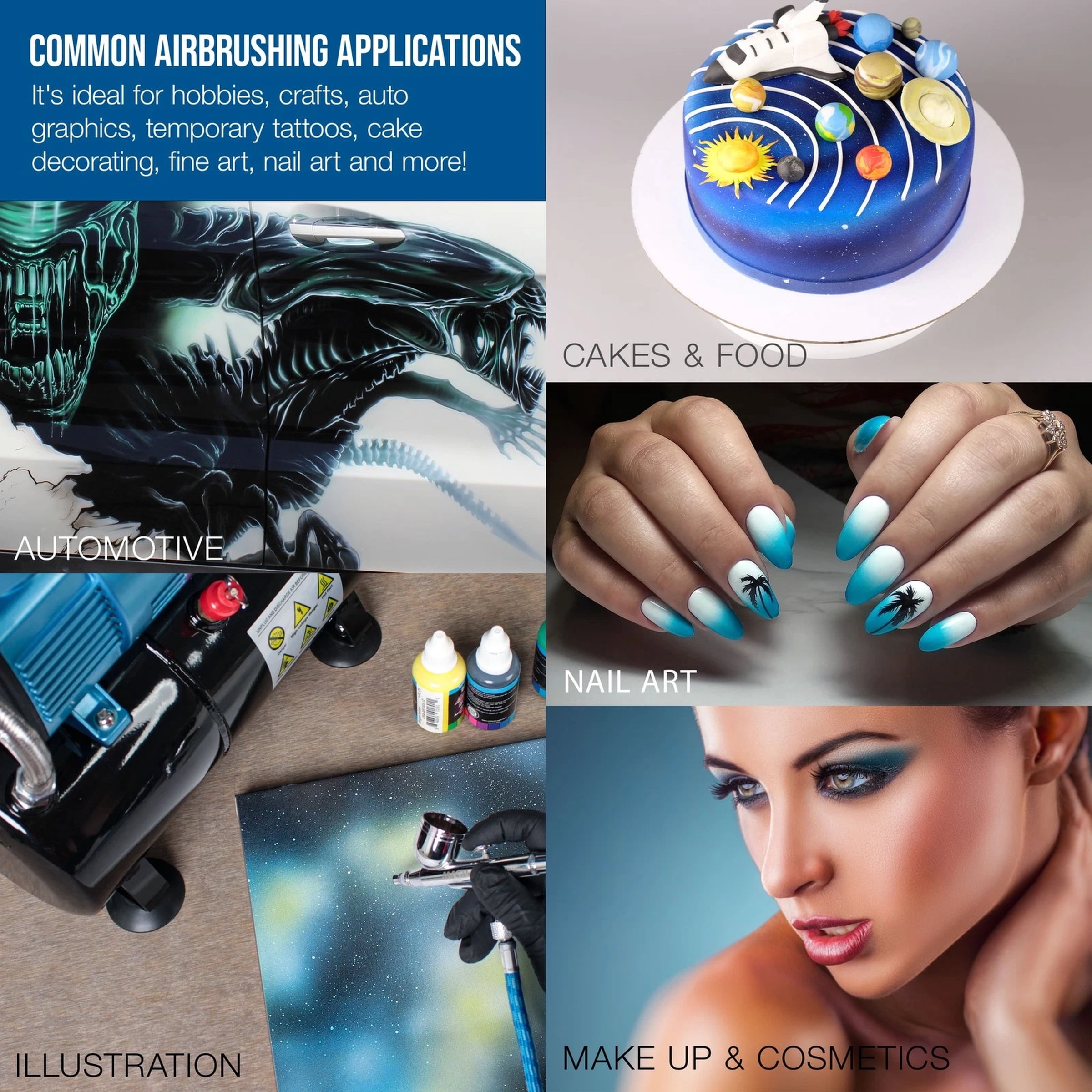 G233 Pro Set Master Gravity Airbrush Kit 3 Fluid Tips, Hobby Auto Paint Nail Art