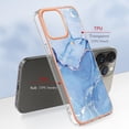 thumbnail image 2 of ELEHOLD for iPhone 13 Pro 6.1 inch Marble Case, Clear Electroplated Frame Soft TPU Anti-Scratch Wear-Resistant Wireless Charging Slim Fit Transparent Case for iPhone 13 Pro, Blue, 2 of 5