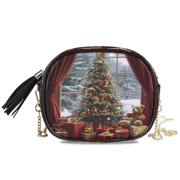Womens Casual Chain Shoulder Bag Simple style Christmas Tree Decorated with Gifts Crossbody Bag
