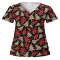 thumbnail image 1 of Hauts Style Infirmière à Imprimé Renne pour Femmes T-shirt de Noël, 1 of 3