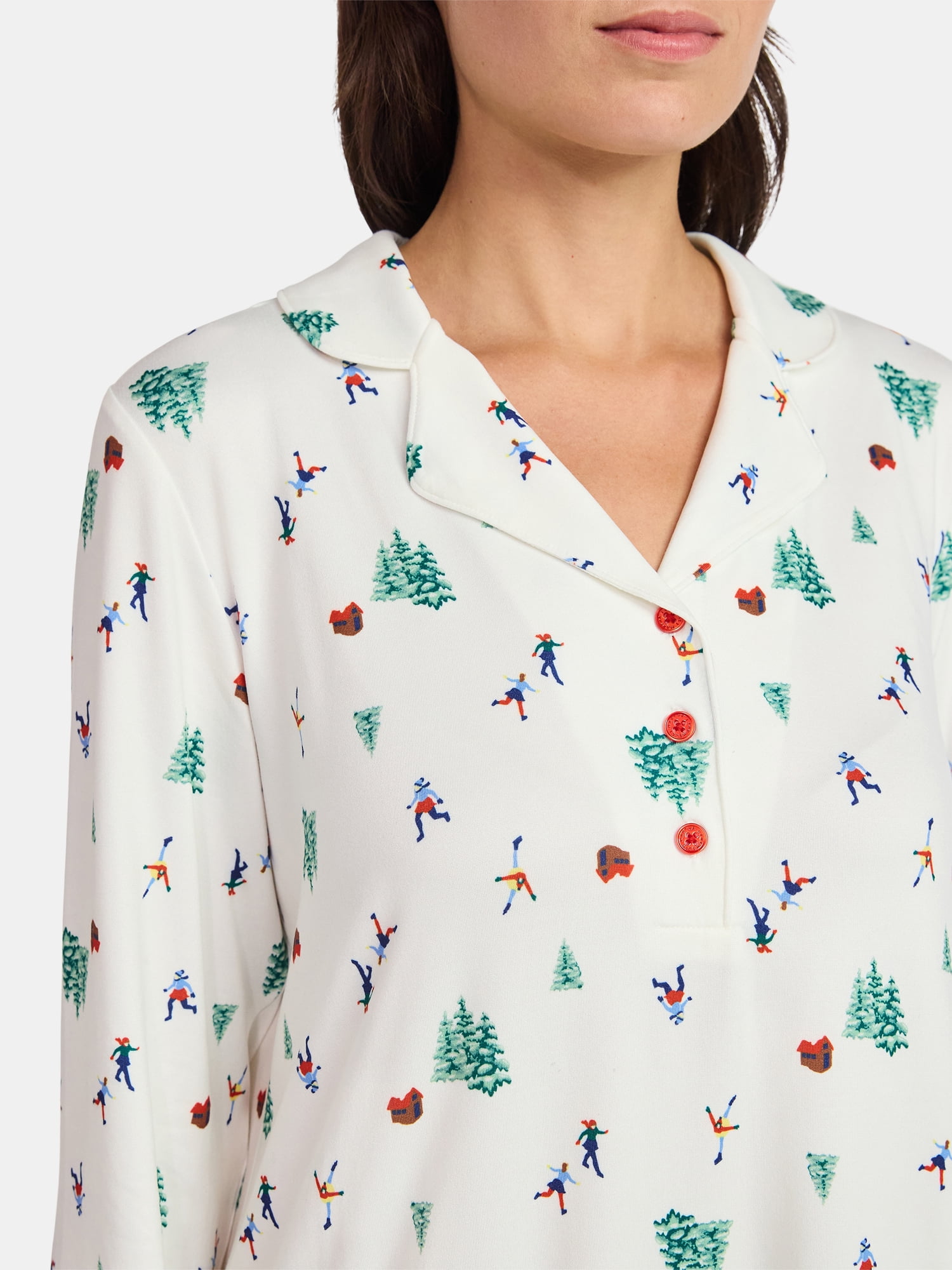 Martha Stewart Everyday Women's Henley Sleepshirt with Long Sleeves, Sizes S-XXL