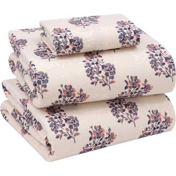 RUVANTI Flannel Sheets Twin Size - 100% Cotton Double Brushed Twin Sheets Set, Deep Pockets 16 Inches, All Seasons Breathable & Extra Soft Bed Sheets, Warm & Cozy, 3 Piece, Merry