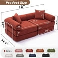 thumbnail image 2 of 73''Convertible Sleeper Sofa Modular Couch for Living Room, Corduroy Floor Sleeper Sofa Bed with Fixed-Shape Frame, Comfy Boneless Cloud Couch Loveseat, No Assembly Required,Red, 2 of 9