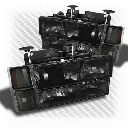 Tahoe Corner Light - For 1994-1998 C10 C/K Suburban Tahoe Smk Headlights + Bumper + Corner Light Pair Left+Right 1995 1996 1997