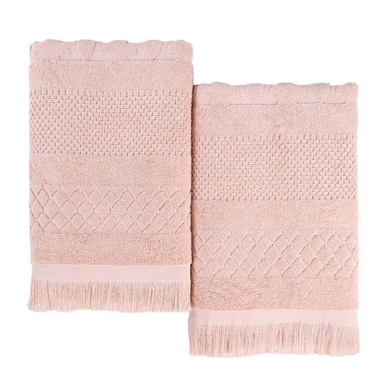 Superior Rolla Geometric Cotton 2 Piece Bath Sheet Set, Quick-Dry Ultra Soft Towels, Pink