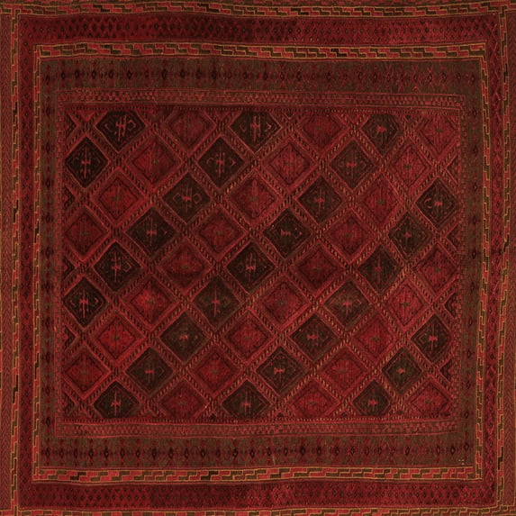Ahgly Company Indoor Square Southwestern Orange Country Area Rugs, 4' Square