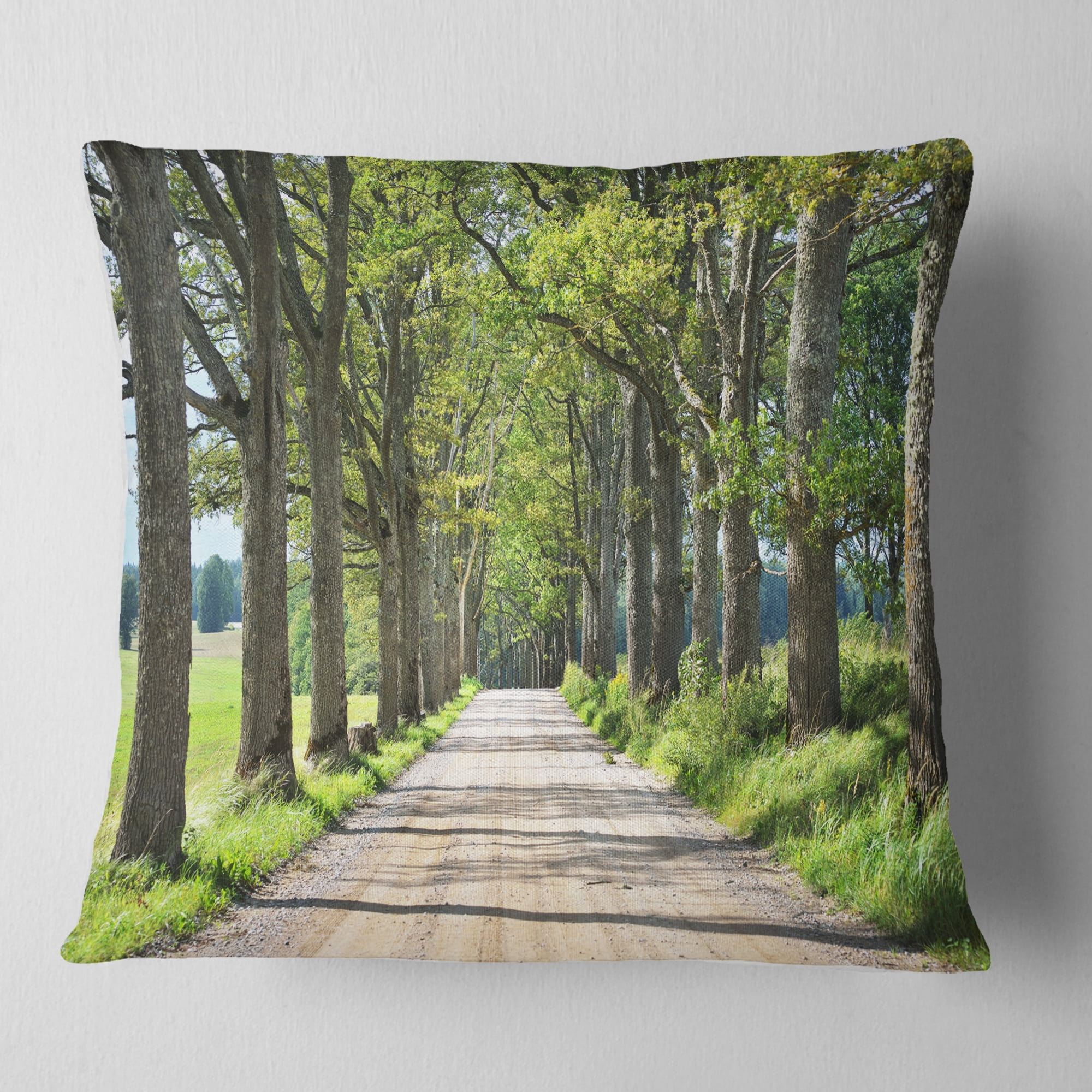 Designart Old Road through Alley - Landscape Photography Throw Pillow - 18x18
