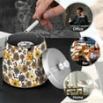 thumbnail image 4 of Yayeee Ashtray with Lid for Cigarette Smokeless Stainless Steel Home Ash Holder, Brown Flowers, 4 of 7