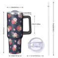 thumbnail image 2 of 40oz Pioneer Flower Floral Print Pattern Insulated Tumbler with Handle, BPA-Free Leak Proof Lid and Straws, Double Wall Vacuum, Hot 12h/Cold 34h, 2 of 6
