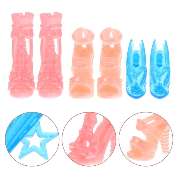 KALLORY 15 Pairs of Miniature Doll Shoes for Playing Use Assorted Color Plastic Wear-Resistant 0.5 Inch