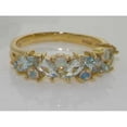 thumbnail image 6 of LBG British Made 9k Yellow Gold Natural Aquamarine & Opal Womens Eternity Ring - 33 size options, 6 of 7