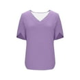 thumbnail image 7 of ClodeEU Womens Summer Short Sleeve Lightweight V Neck T Shirts, Dressy Casual Tunic Clothes Tops Purple,Womens Plus XXL, 7 of 7