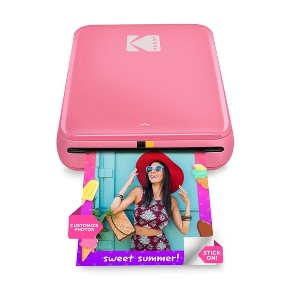 KODAK Step Instant Photo Printer with Bluetooth/NFC, Zink Technology App for iOS & Android (Pink) Prints 2x3” Sticky-Back Photos.