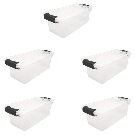 Open Box 7.5 Qt Clear Storage Container with Latching Lids, (5 Pack)