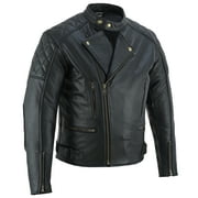 Men's Motorbike Leather Jacket Distress Zip Up Motorcycle Protection Jackets All Black-5XL