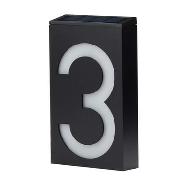 GOODLY LED Solar House Number Light, Garden Numbers Solar Powered Address Sign LED Illuminated Outdoor Plaques and Wall Art Lighted Up for Home Yard Street (Digit 3)