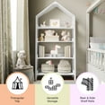 thumbnail image 4 of Buzz & Bloom Kids Open-Style Wooden Bookshelf with 4 Shelves and Covered Triangular Top, White, 4 of 11