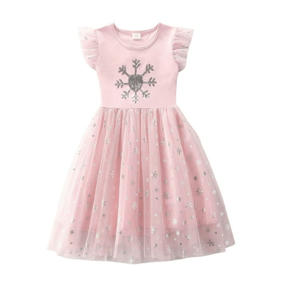 Girl Dresses Valentine's Day Cartoon Print Sleeveless Round Neck Party Dress Embroidered for Toddler Girls Red 3 Years-4 Years