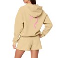 thumbnail image 7 of Women's Fashion Casual Long Sleeve Shorts Sports Round Neck Sweatshirt Set with Bow Print, Activewear for Sports and Casual Activities,Khaki,M, 7 of 7