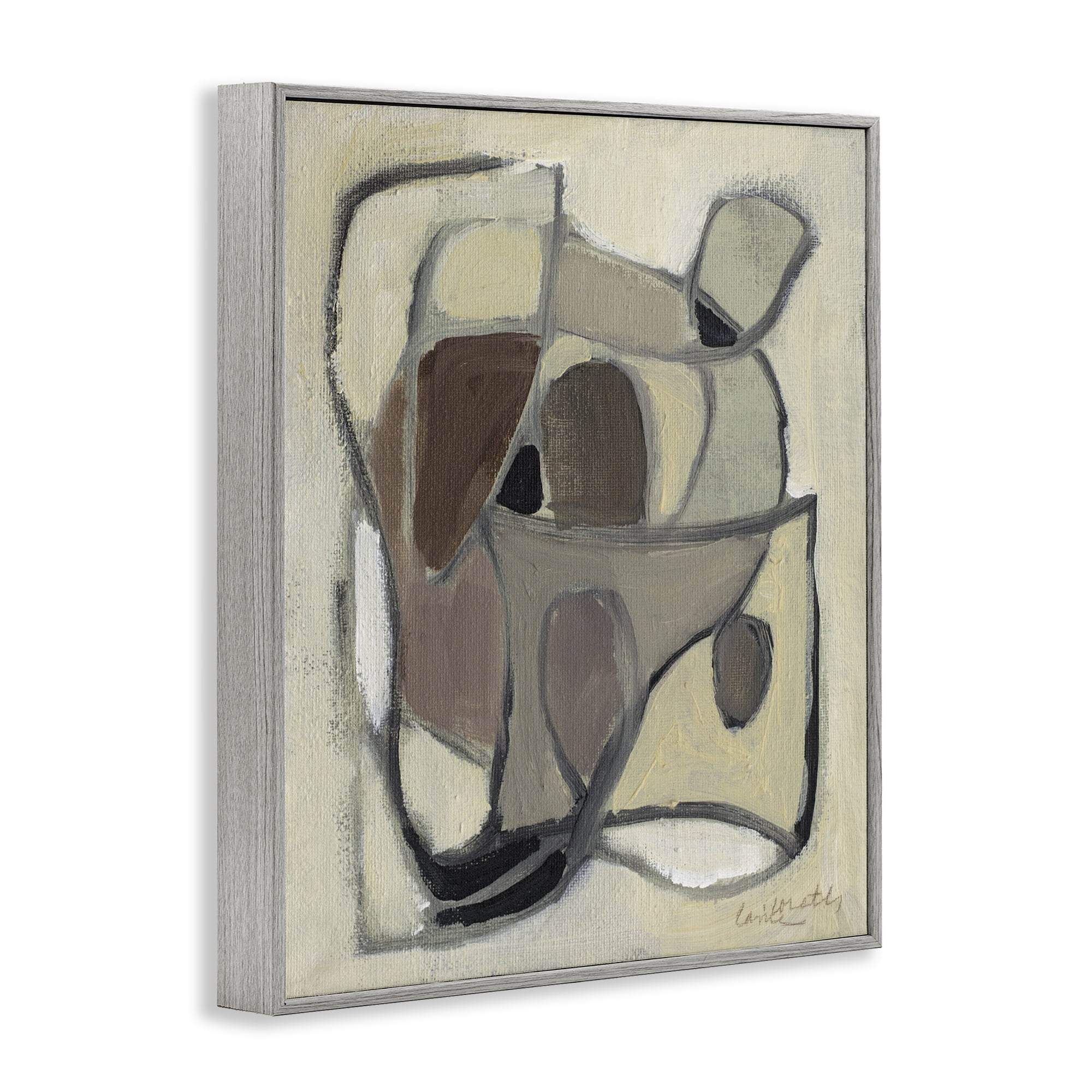 Stupell Industries Rustic Curved Shapes Abstract Gray Framed Giclee Art, design by Lanie Loreth