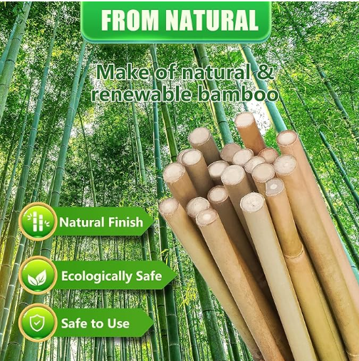 50Pcs Natural Bamboo Plant Stake 7FT, Sturdy Bamboo Poles, Durable Plant Bamboo Stake, Garden Climbing Plant Bracket