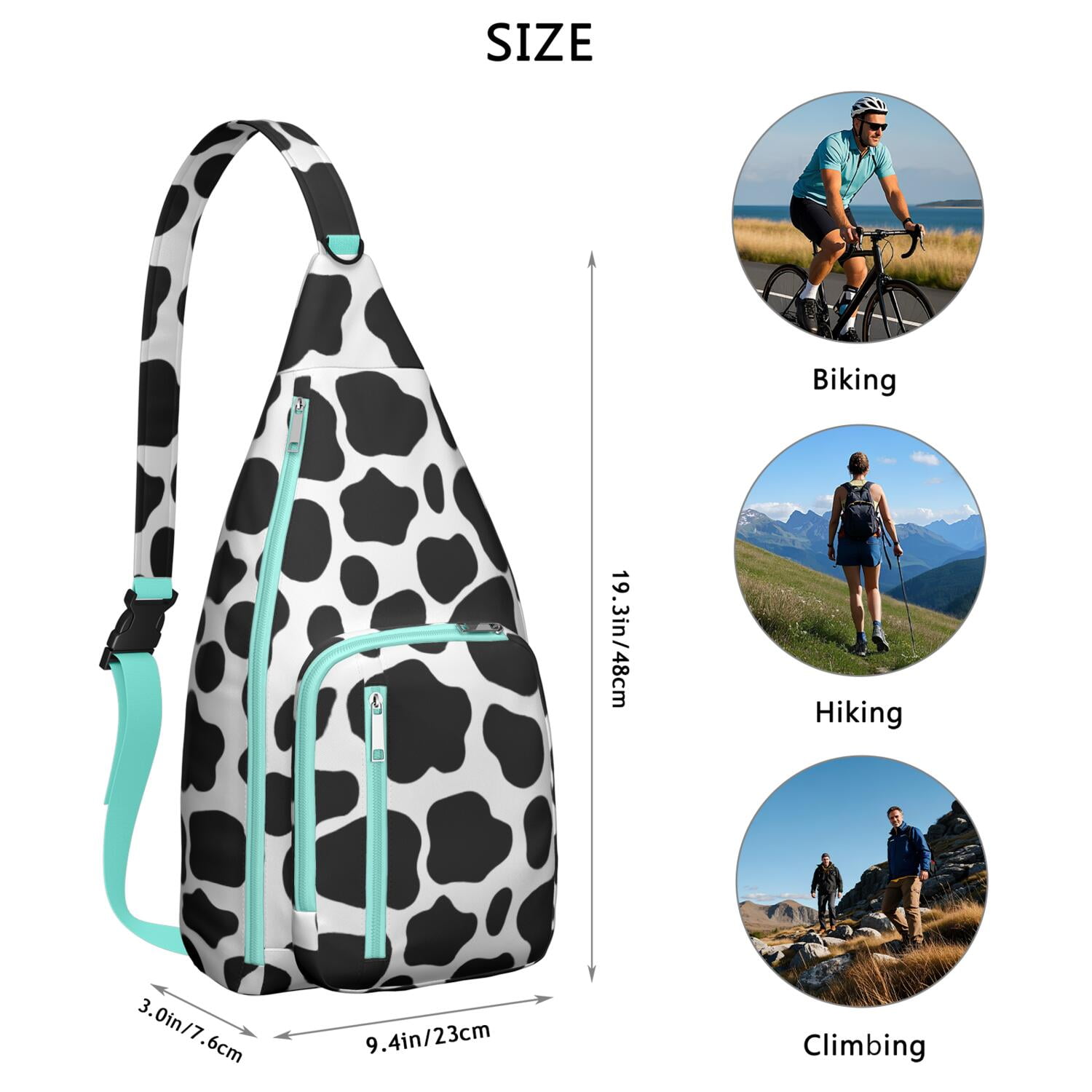Rustic Cow Print Chest Bag - Vintage Farmhouse Style Sling Bag with Black and White Cattle Pattern, Cute Cartoon Country-Themed Fanny Pack for Animal Lovers (Farm & Nature Inspired)"