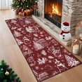 thumbnail image 3 of 2x6 ft Red Christmas Area Rug, Tree Snowman Reindeer Print, Washable, Non-Slip, Holiday Indoor Living Room, 3 of 8