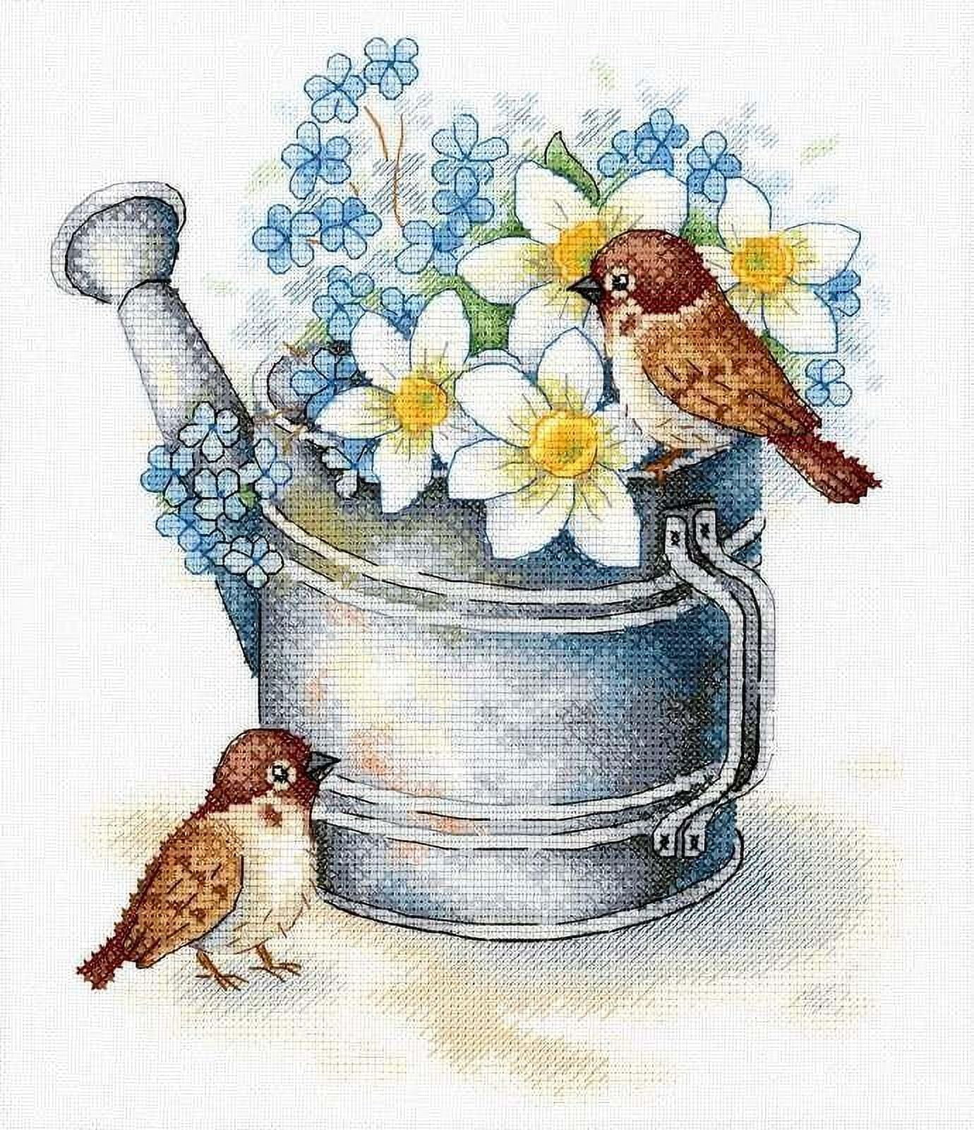 Cross-Stitch Kit Daffodil Lovers SA-026 Needlework MP Studia White Butterfly
