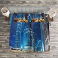 thumbnail image 3 of Ambesonne City Quilted Bedspread Set 3 Pcs, Fast Cars Hong Kong Urban, King Size, Multicolor, 3 of 3