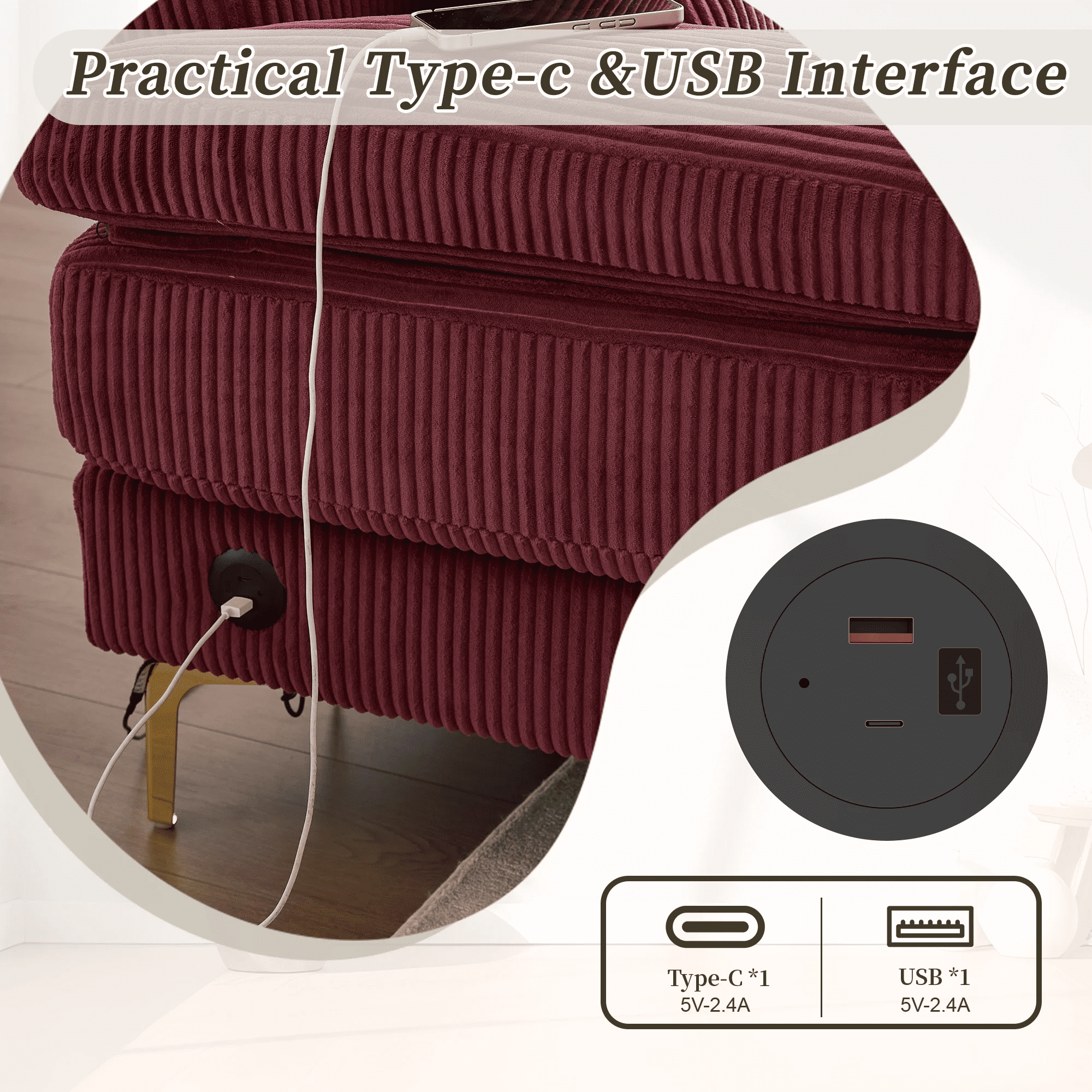 MOONMISS Modular U-Shape Sectional with Double Chaise Lounge,Velvet Fabric Sofa with USB & Intelligent Lighting for Apartment,Home Theater