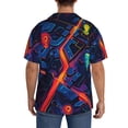 thumbnail image 3 of Xecao Neon City Map Men's Casual Short-sleeved Shirt, a button-up collared shirt with a pocket-XX-Large, 3 of 5