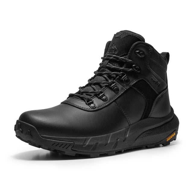 Botas de senderismo NORTIV 8 NMUMHB2505 impermeables de cuero para hombre, color negro 7.5