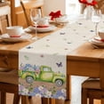 thumbnail image 5 of Blue Purple Floral Table Runner - 60 Inch Long Spring Vintage Hydrangea Flower Truck Cotton and Linen Blended Dress Scarves Farmhouse Table Runner for Kitchen Dining, Coffee Table, 13" x 60", 5 of 8